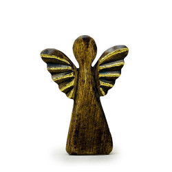 6x Stredný Anjel z Mangového Dreva - Zlatý Dekor - 16cm
