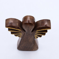 6x Stredný Anjel z Mangového Dreva - Zlatý Dekor - 16cm