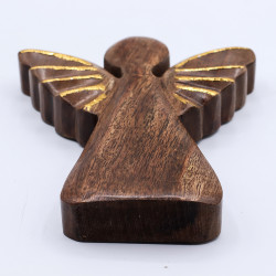 6x Veľký Anjel z Mangového Dreva - Zlatý Dekor- 19cm