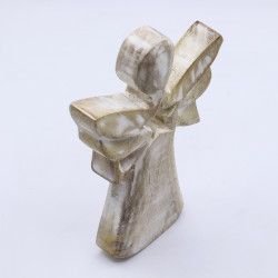 6x Anjel z Mangového Dreva - Biela Vymývaná s Výrezom Hviezdy - 18 cm