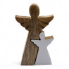6x Anjel z Mangového Dreva s Malým Anjelom - Biely Smalt - 15 cm