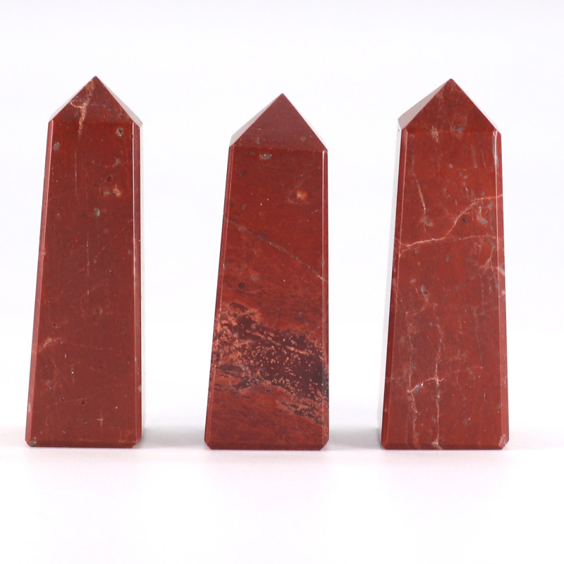 3x Drahokam Obelisk Hroty cca 5 cm - Červený Jaspis