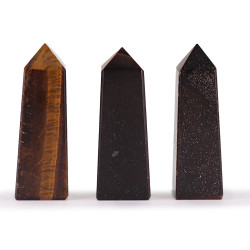 3x Drahokam Obelisk Hroty cca 5 cm - Tigrie Oko