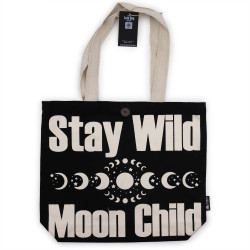 5x Ikonická Základná Taška - Stay Wild, Mood Child - Čierna Prírodná 1