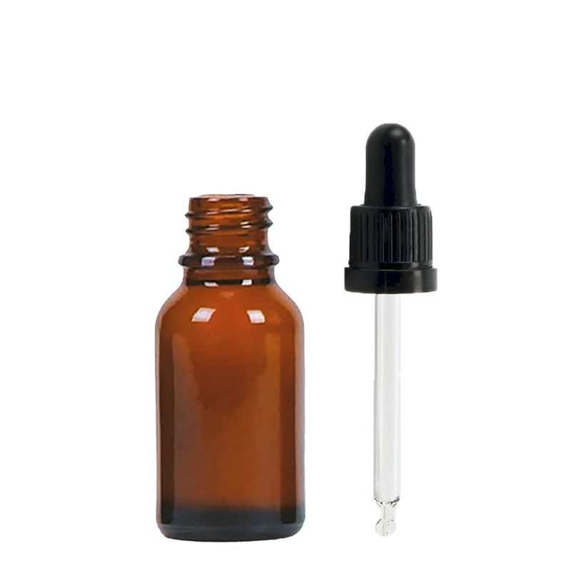 156x 15 ml Jantárová Sklenená Fľaška s Čiernou Pipetou