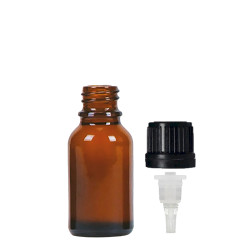 156x 15 ml Jantárová Sklenená Fľaška s Kvapkadlom a Uzáverom TE