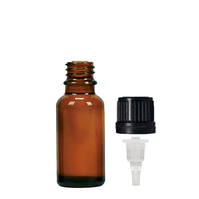 156x 20 ml Jantárová Sklenená Fľaška s Kvapkadlom a Uzáverom TE