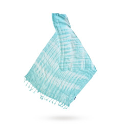 4x Boho Java Art Šatky - Modrozelené Pruhy a Motív - 62x200 cm