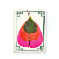 Stredný Zápisník z Lokta Papiera s Listom Bodhi (15 × 12 cm) – 45 list