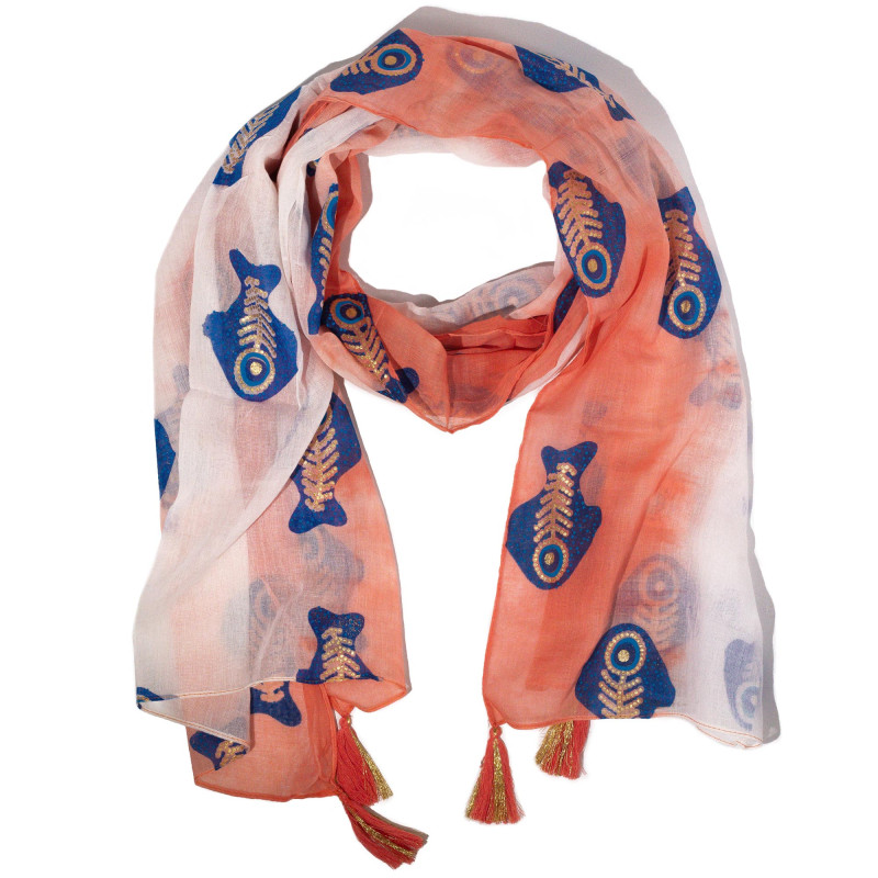 Nomad Sari - Letná Šatka - 180x50cm - Ryba - Koralová