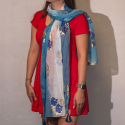 Nomad Sari - Letná Šatka - 180x50cm - Ryba - Morská Modrá