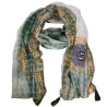 Nomad Sari - Letná Šatka - 180x50cm - Potlač Marbella - Zelená so Zlat