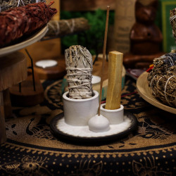 Stojan na Palo Santo a Vydymovadlá - Mandala - Biela a Sivá