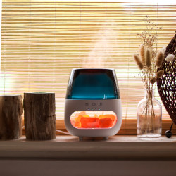 Aroma Difuzér s Himalájskou Soľou a Efektom Plameňa – Biely USB – Meni