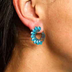 Modrozelené Náušnice - Vintage Sklo - Slučka