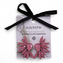 Ruženín Náušnice - Vintage Sklo - Anjelské Krídla