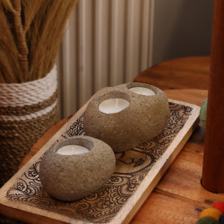 3x Svietnik z Prírodného Riečneho Kameňa - Jedna Sviečka (približne 10