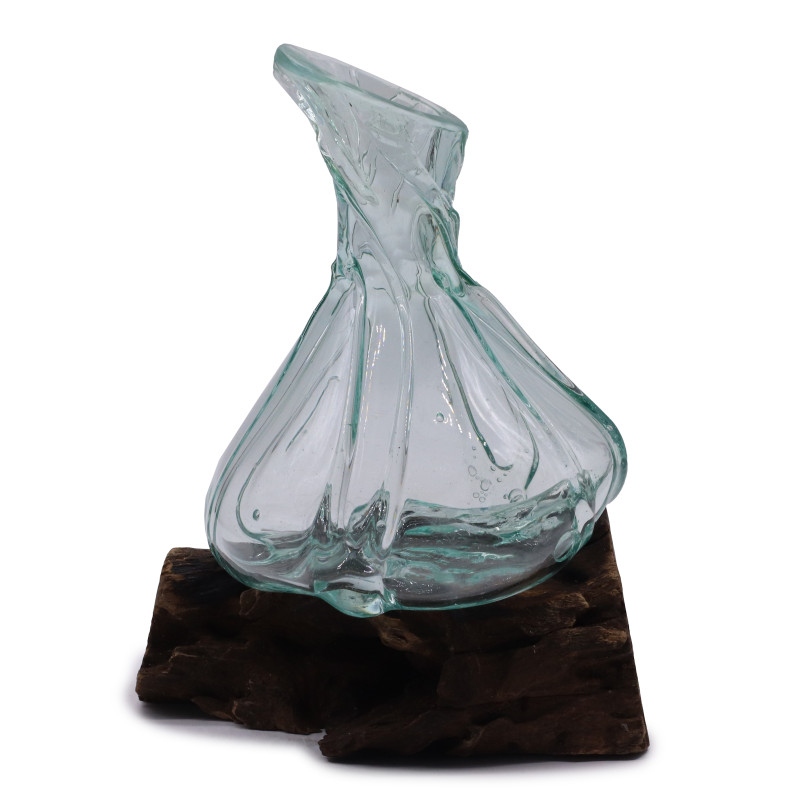 Elegantná Mini Karafa z Roztaveného Skla na Dreve