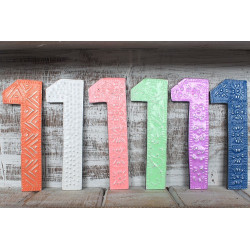 6x Viacfarebné Čísla "1" - 15cm
