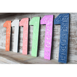 6x Viacfarebné Čísla "1" - 15cm