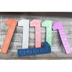 6x Viacfarebné Čísla "1" - 15cm