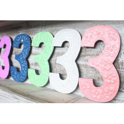 6x Viacfarebné Čísla "3" - 15cm