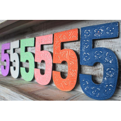 6x Viacfarebné Čísla "5" - 15cm