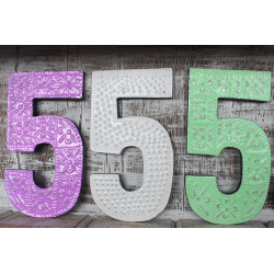 6x Viacfarebné Čísla "5" - 15cm
