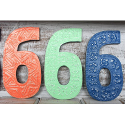 6x Viacfarebné Čísla "6" - 15cm