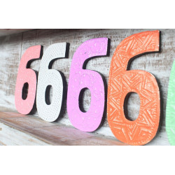 6x Viacfarebné Čísla "6" - 15cm