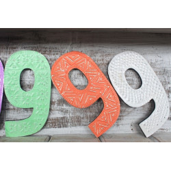 6x Viacfarebné Čísla "9" - 15cm