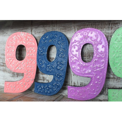 6x Viacfarebné Čísla "9" - 15cm