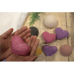 6x Špongia Konjac Srdce - Ružová