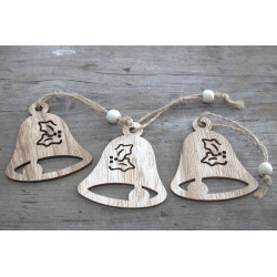 6x Set 3 Drevených Vianočných Dekorácií - Zvonček