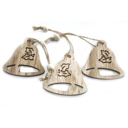 6x Set 3 Drevených Vianočných Dekorácií - Zvonček