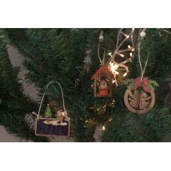 6x Set 2 Drevených Vianočných Dekorácií - Snehuliak & Stromček