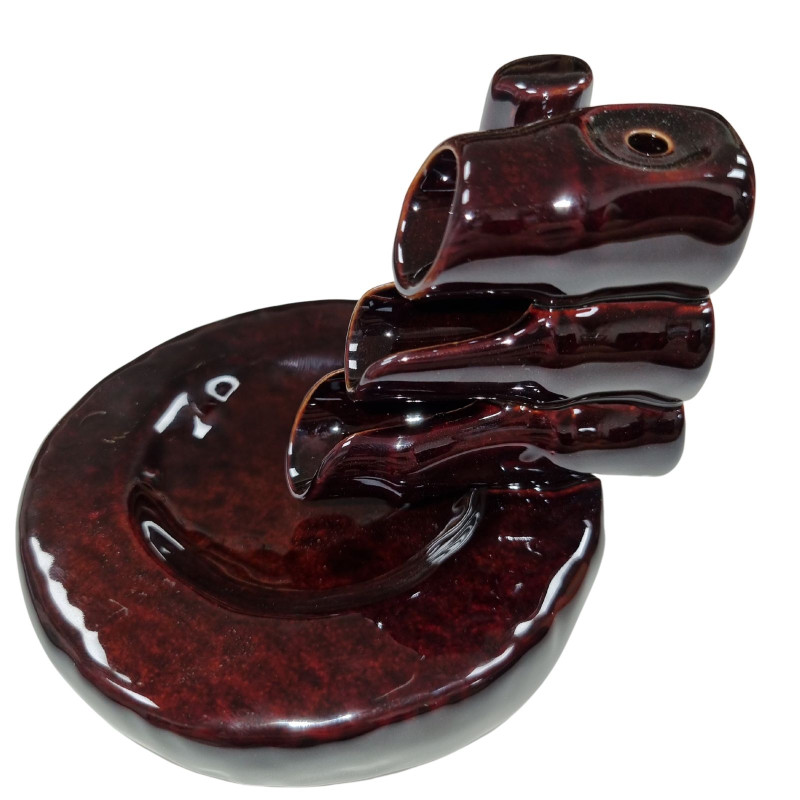 3x Stojan na Vonné Kužele "Tečúci Dym" - Bambus a Jazierko