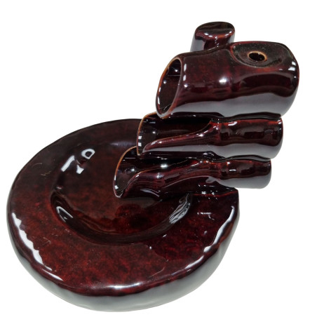 3x Stojan na Vonné Kužele "Tečúci Dym" - Bambus a Jazierko