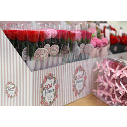 6x Mydlové kvety vo výstavnej krabičke - Kytica - Karafiát