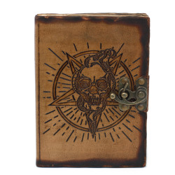 Kožený Zápisník (18x13 cm) - Pentagram & Lebka