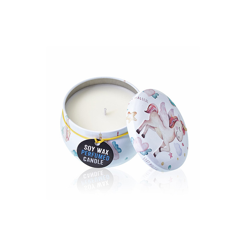 6x Dekoračná Sviečka v Plechovke - Jednorožec - Nechtík