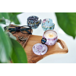 6x Dekoračná Sviečka v Plechovke - Romantická Záhrada - Čaj a Ruže