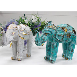 Ručne Vyrezávaný Slon - Tyrkysovozlatý