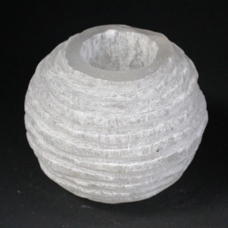 Selenitový Svietnik - Snehová Guľa- 8 cm
