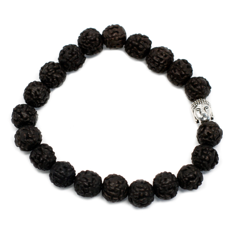 6x Rudraksha Mala Buddha Náramok - Tmavý