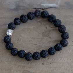 6x Rudraksha Mala Buddha Náramok - Tmavý