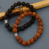 6x Rudraksha Mala Buddha Náramok - Tmavý