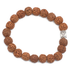 6x Rudraksha Mala Buddha Náramok - Hnedý