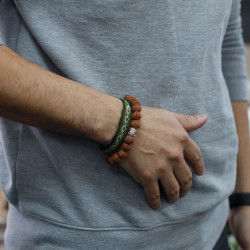 6x Rudraksha Mala Buddha Náramok - Hnedý