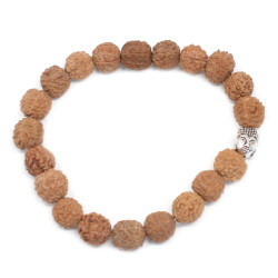6x Rudraksha Mala Buddha Náramok - Prírodný